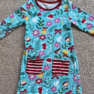 Christmas Long Sleeve Jersey Dress (Size 6-7Y)